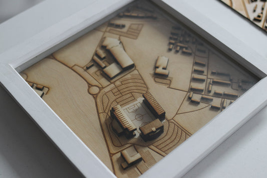 Kassam Stadium Oxford Map Hand Finished Frame