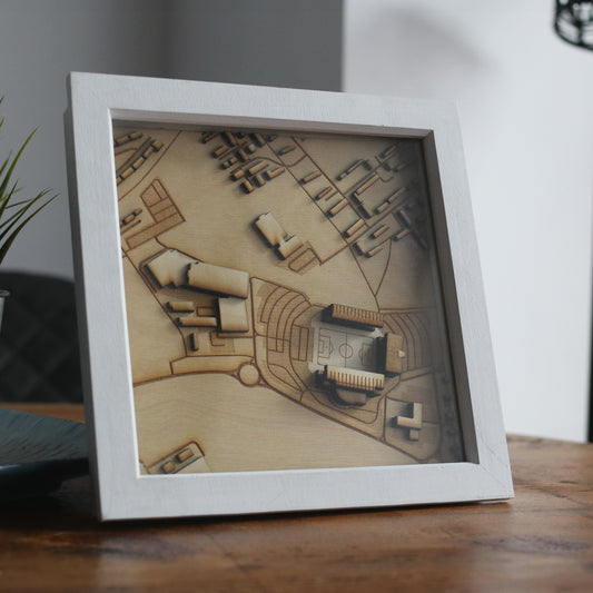 Kassam Stadium Oxford Map Hand Finished Frame